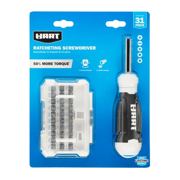 HART 31Piece Ratcheting Screwdriver Set with 3Position Ratchet