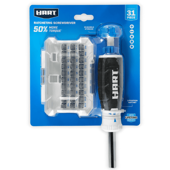 HART 31-Piece Ratcheting Screwdriver Set with 3-Position Ratchet Mechanism