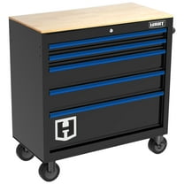 HART 36-Inch 5-Drawer Mobile Tool Chest Workbench with Wood Top, Rolling Garage Storage