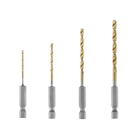 HART 4-Piece Hex Shank Titanium Drill Bit Set (1/16, 3/32, 1/8, 5/32)