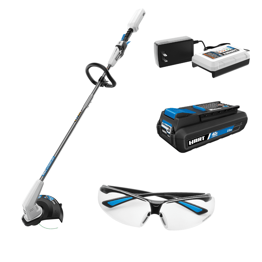 HART 40-Volt 12" String Trimmer with Safety Glasses