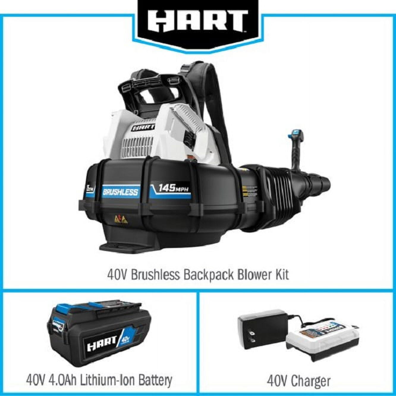 HART 40 Volt Cordless Brushless Backpack Blower Kit 1 5.0Ah Lithium Ion Battery