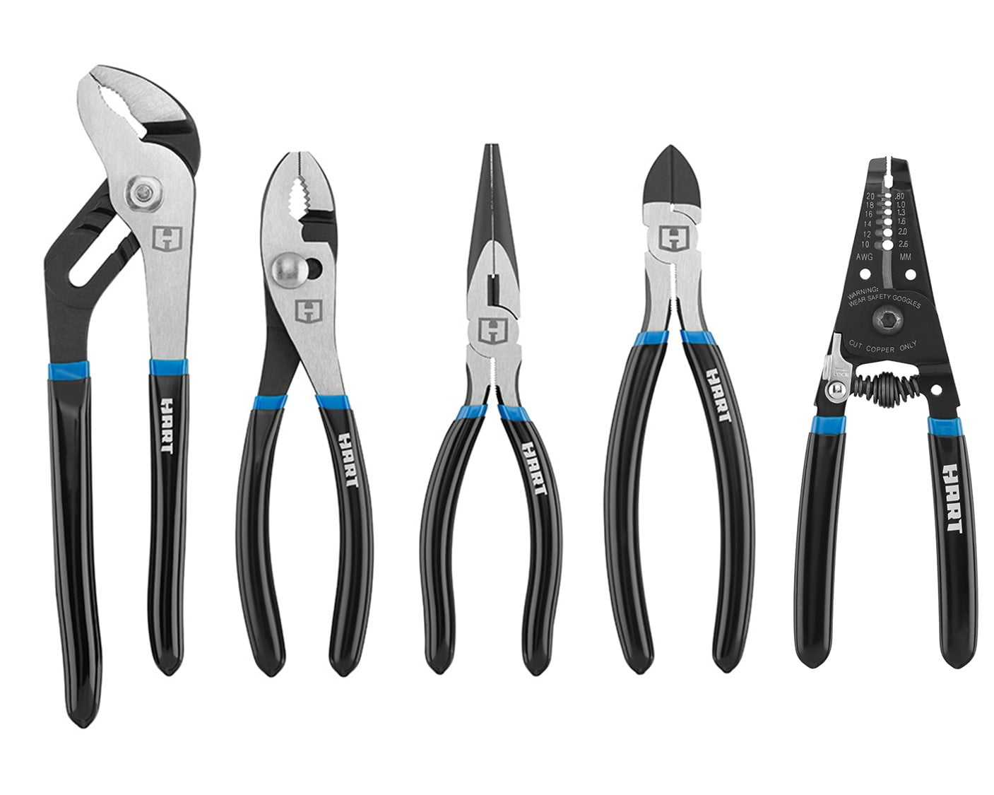 HART 5-Piece Plier Set, Chrome Vanadium Steel and Chrome Nickel Steel