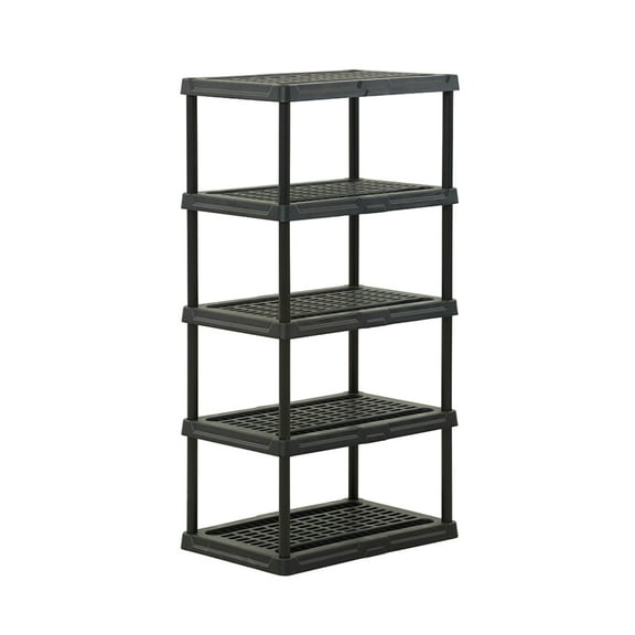 HART 5 Tier 24" x 36" x 72" Plastic Ventilated Shelving Unit, Black