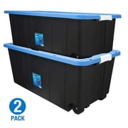 Large Plastic Storage Boxes with Wheels - 45 Gallon, Set of 4, Stadium Blue  - AliExpress