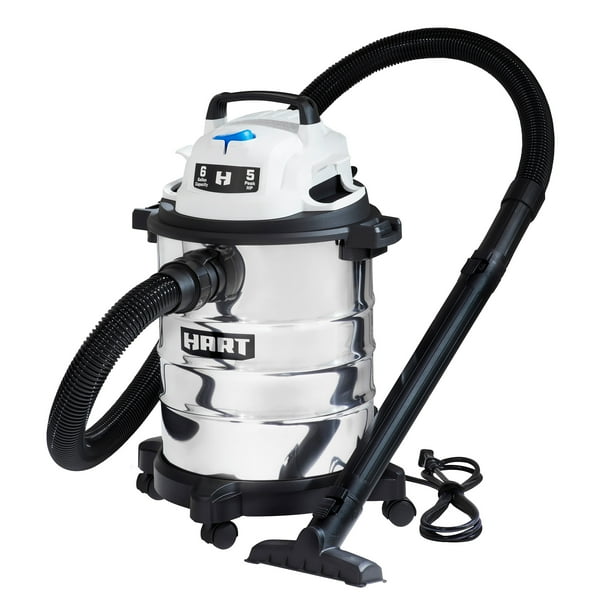 HART 6 Gallon 5 Peak HP Stainless Steel Wet/Dry Vacuum