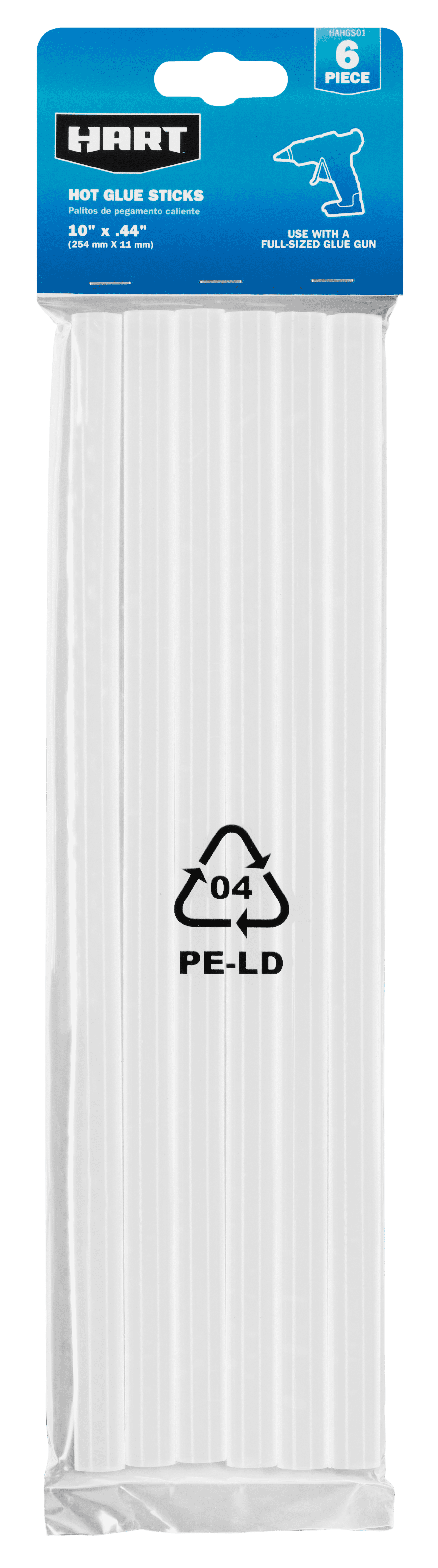 HART 6Piece Hot Glue Sticks, 10inch Full Sized, White