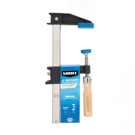 HART 6-inch Bar Clamp, Cast Iron Jaws with Non-Marring Pads