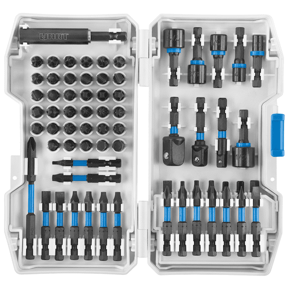 HART 68-Piece Impact Driver Bit Set with Storage Case, Torsion Zone