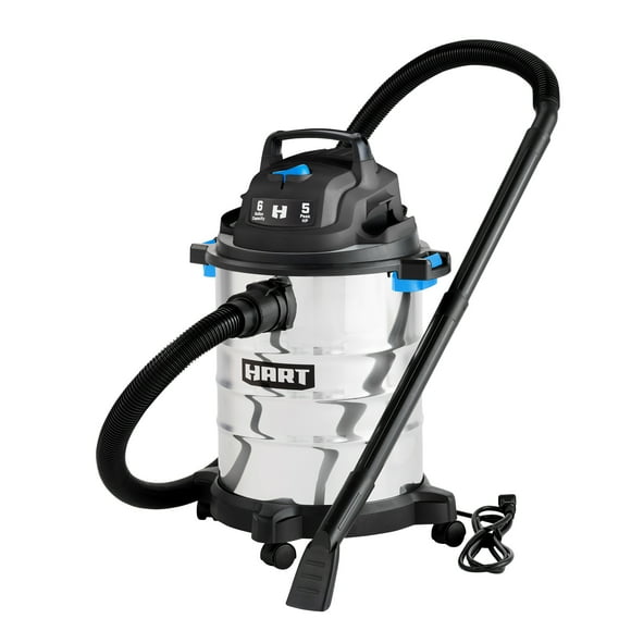 Hart 6 gallon 5 peak HP stainless steel wet/dry vacuum with bonus car cleaning kit, new
