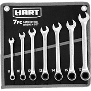 HART 7-Piece MM Ratcheting Wrench Set with Tool Pouch, Chrome Vanadium