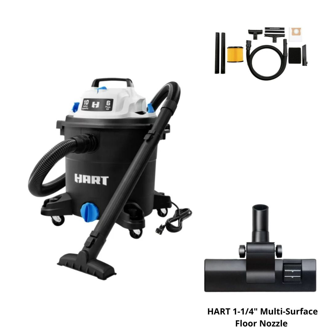 HART 8 Gallon 6 Peak HP Stainless Steel Wet/Dry Vacuum With 616