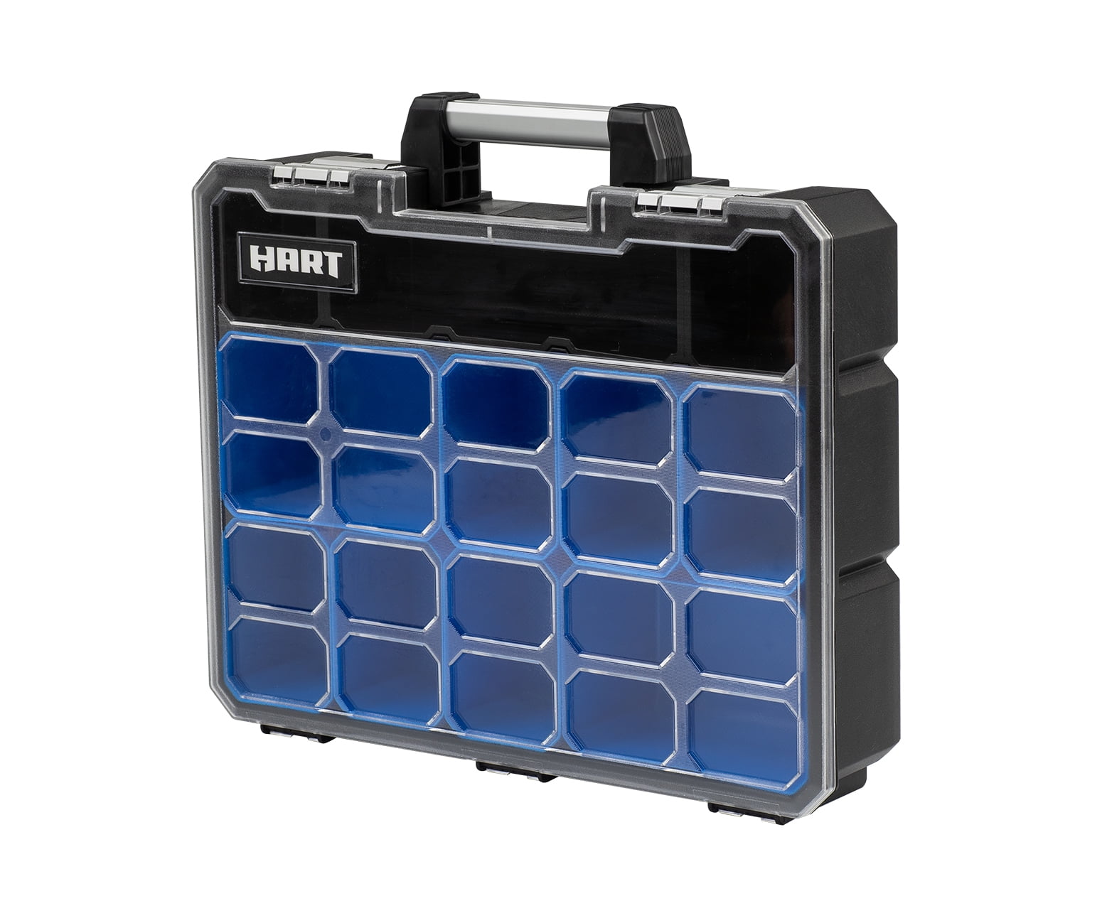 HART 9-Compartment Deep Small Parts Organizer, Black and Blue