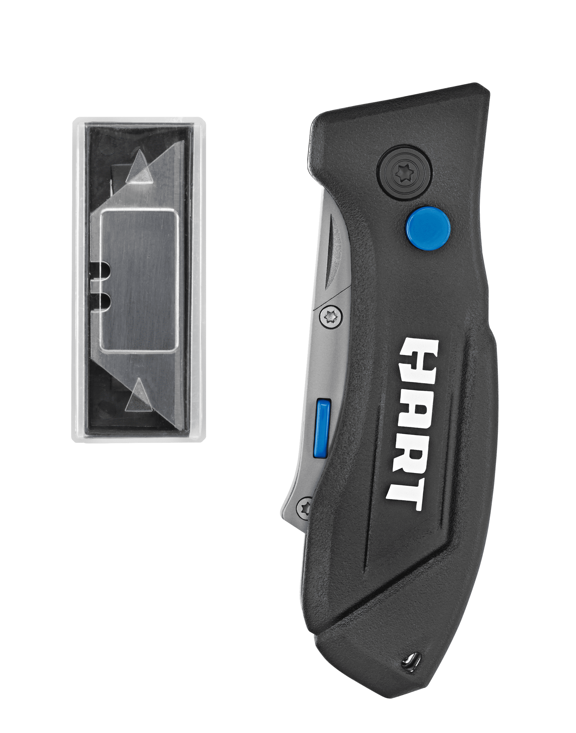 HART FOLDING LOCK-BACK UTILITY KNIFE 10 QUICK CHANGE BLADES Removable Belt  Clip