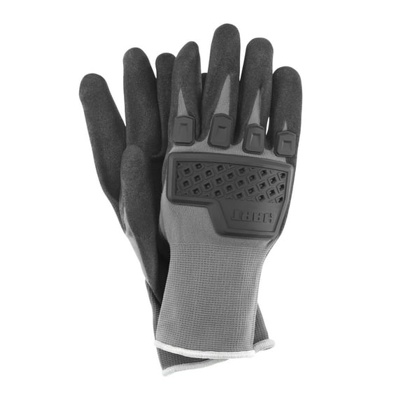 HART Dipped Impact Safety Workwear Gloves, Gray/Black, Adult Men Size Medium