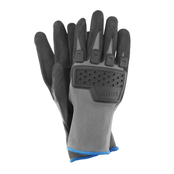 HART Dipped Impact Safety Workwear Gloves, Gray/Black, Adult Mens Size Large
