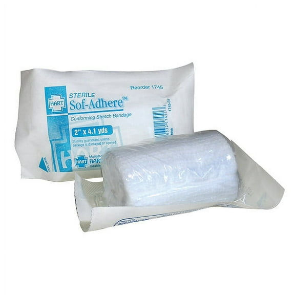HART Health Soft-Adhere Gauze Bandage, 2" x 4.1 yd, White, 1/Each