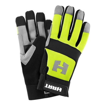 HART Hi-Visibility Utility Work Gloves with Reflective Fingertips. (1) Size Medium
