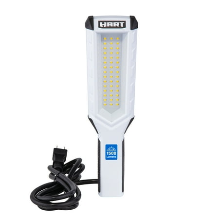 HART LED Plug-in Trouble Light, Magnetic, Swivel Hook, In Handle AC Outlet, 6' Cord, 1500 LM