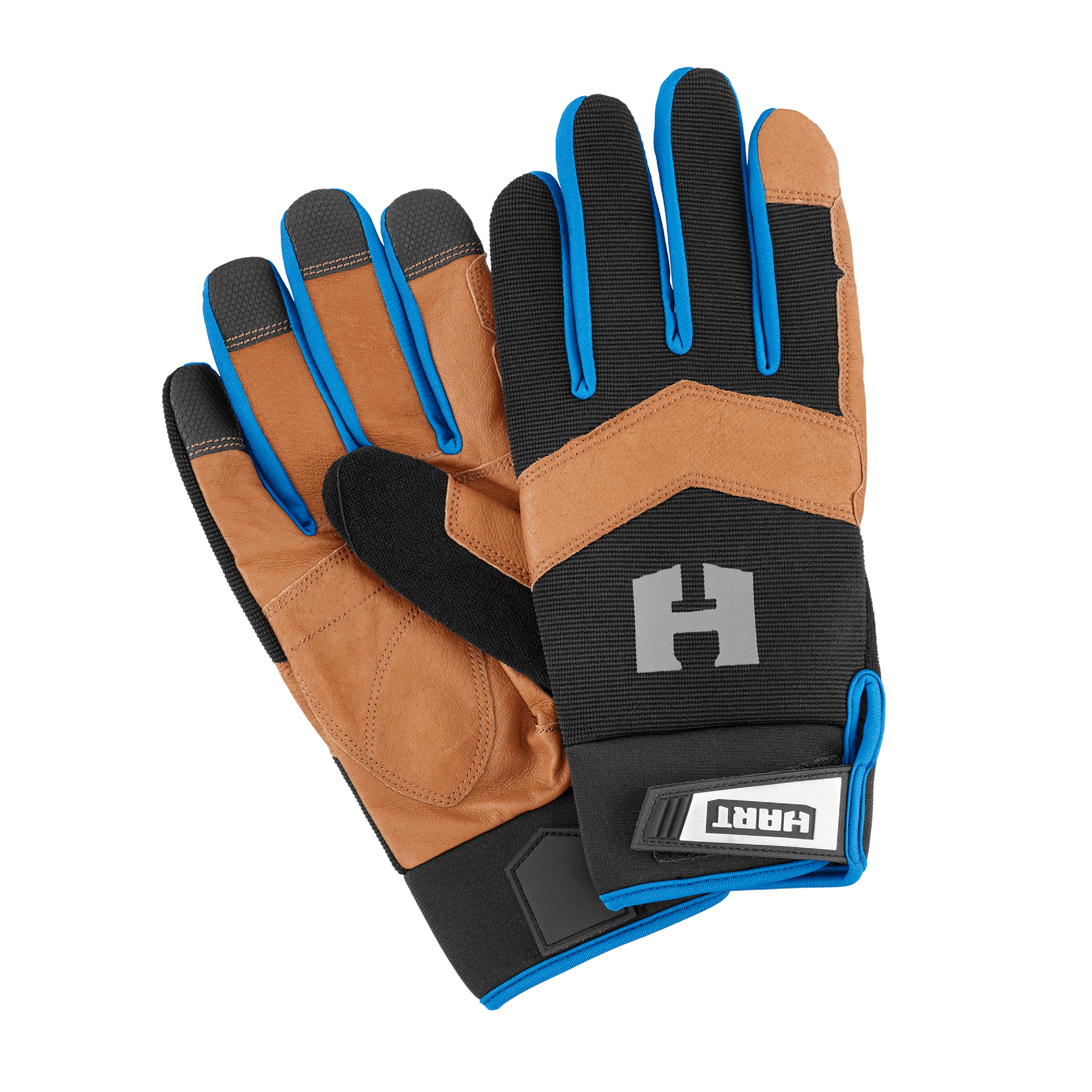Hart Leather Palm Work Gloves, 5-Finger Touchscreen Capable, Size Large Safety Workwear Gloves, Size: One Size