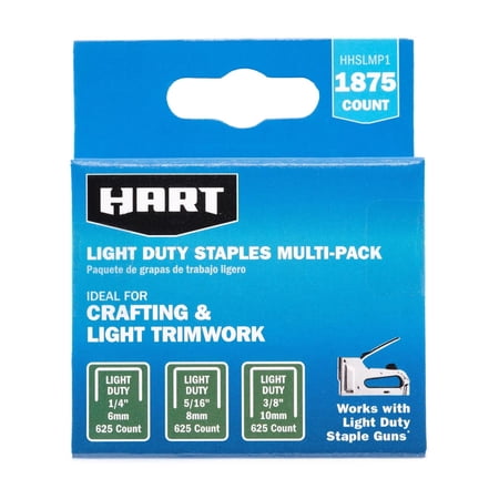 HART Light Duty Multipack Staples (1,875 Count) with 1/4", 5/16" and 3/8", New Condition