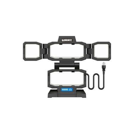 HART Portable 4-Panel Plug-in LED Work Light, Adjustable, Foldable, Black, 10,000 Lumens
