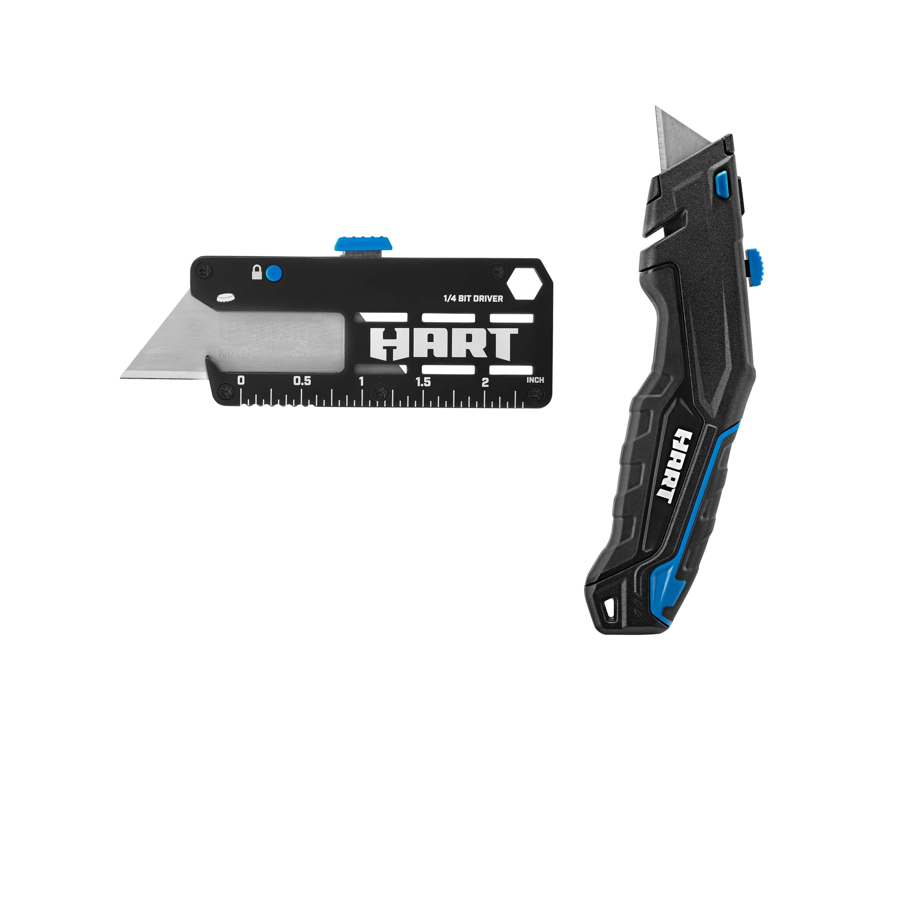 Hart Box Blade HART Pro-Grip Retractable Knife + Pocket Utility Knife + 10 Utility ...