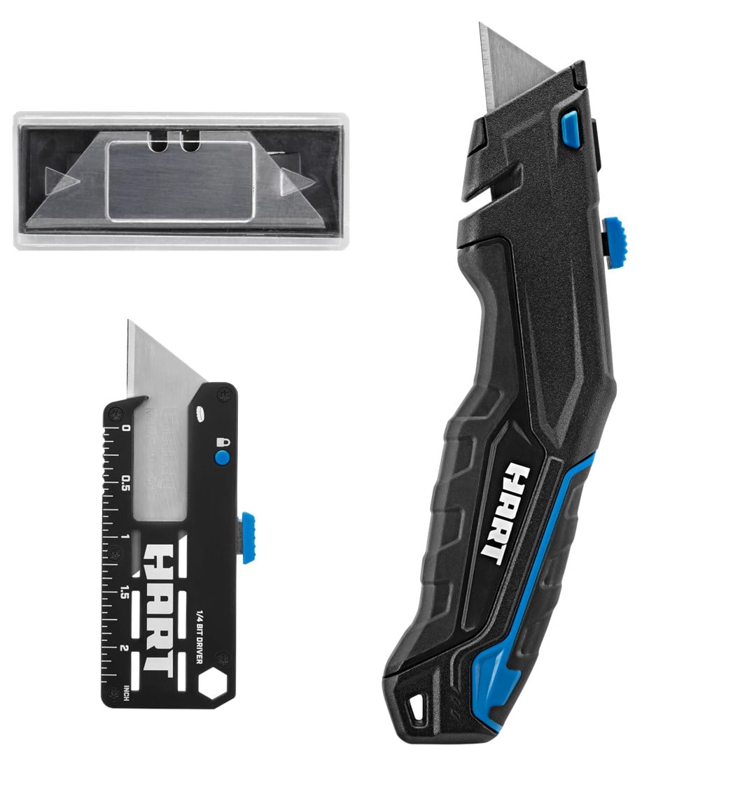 HART ProGrip Retractable Knife + Pocket Utility Knife + 10 Utility