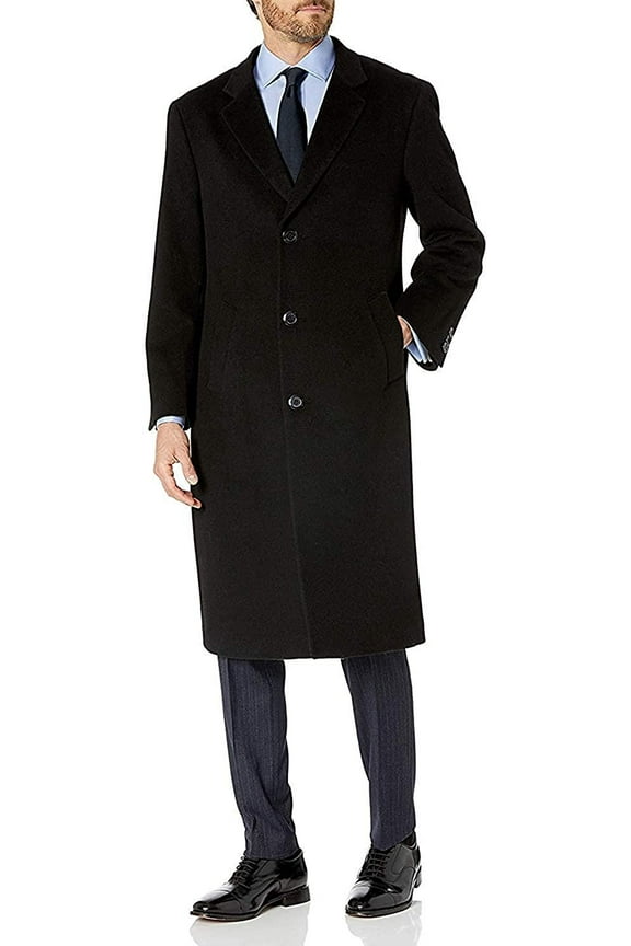 Men's Overcoat, Single Breasted Full Length Luxury Wool Insulated Coat for Men