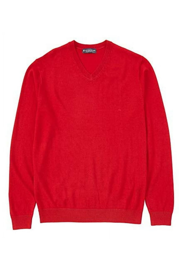 Men's Big Tall Luxurious 100% Extra Fine Merino Wool V-Neck Sweater (Red, 3XB, 3X-Large Big)