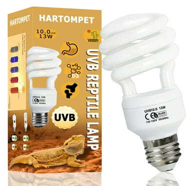 HARTOMPET 10.0 UVB Reptile Light 13W, Compact Desert Lamp，Coil UVB bulbs, UVA Fluorescent Bulbs–Lighting for Bearded Dragons, Lizards, Tortoises, Snakes, Geckos, Amphibians & Small Reptile Tanks