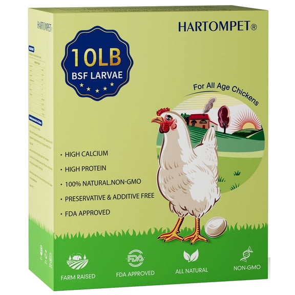 HARTOMPET 10LB Dried Black Soldier Fly Larvae,Non-GMO & Nutrient-Packed,Enhanced Egg Output & Health