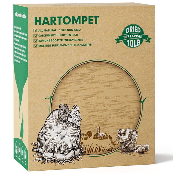 HARTOMPET 10LB Dried Black Soldier Fly Larvae,Superior Calcium for Chickens,Poultry Feed | Top Grade