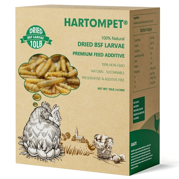 HARTOMPET 10LB Premium Dried BSF Larvae - High Calcium, High-Protein for Hens Nutrition, Top Grade