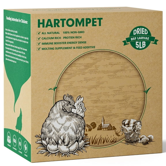 HARTOMPET 5LB Dried Black Soldier Fly Larvae, Superior Calcium for Chickens,Poultry Feed | Top Grade