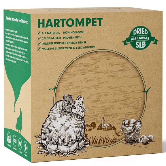 HARTOMPET 5LB Dried Black Soldier Fly Larvae, Superior Calcium for Chickens,Poultry Feed | Top Grade