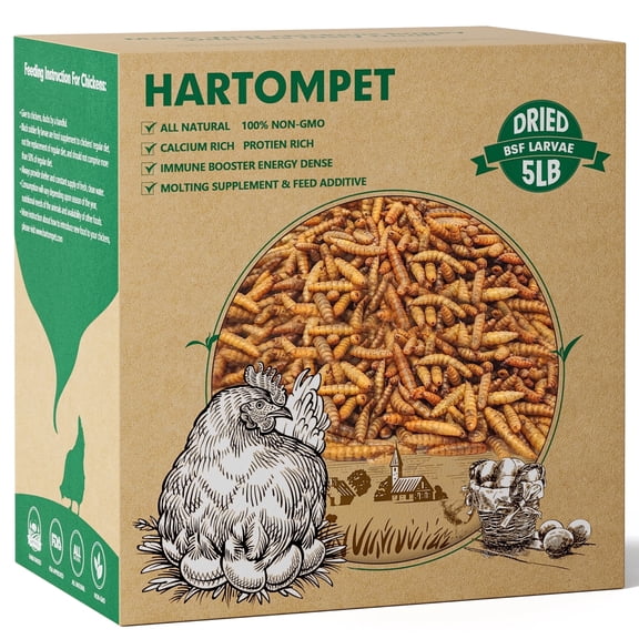 HARTOMPET 5LB Excelling Dried Black Soldier Fly Larvae - Elevating Calcium for Poultry,Premium Grade