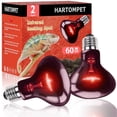 thumbnail image 1 of HARTOMPET 60W Infrared Red Heat Lamp – Basking Bulb for Reptiles & Lizards, E26 Base | 2 Pack, 1 of 7