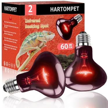 HARTOMPET 60W Infrared Red Heat Lamp – Basking Bulb for Reptiles & Lizards, E26 Base | 2 Pack