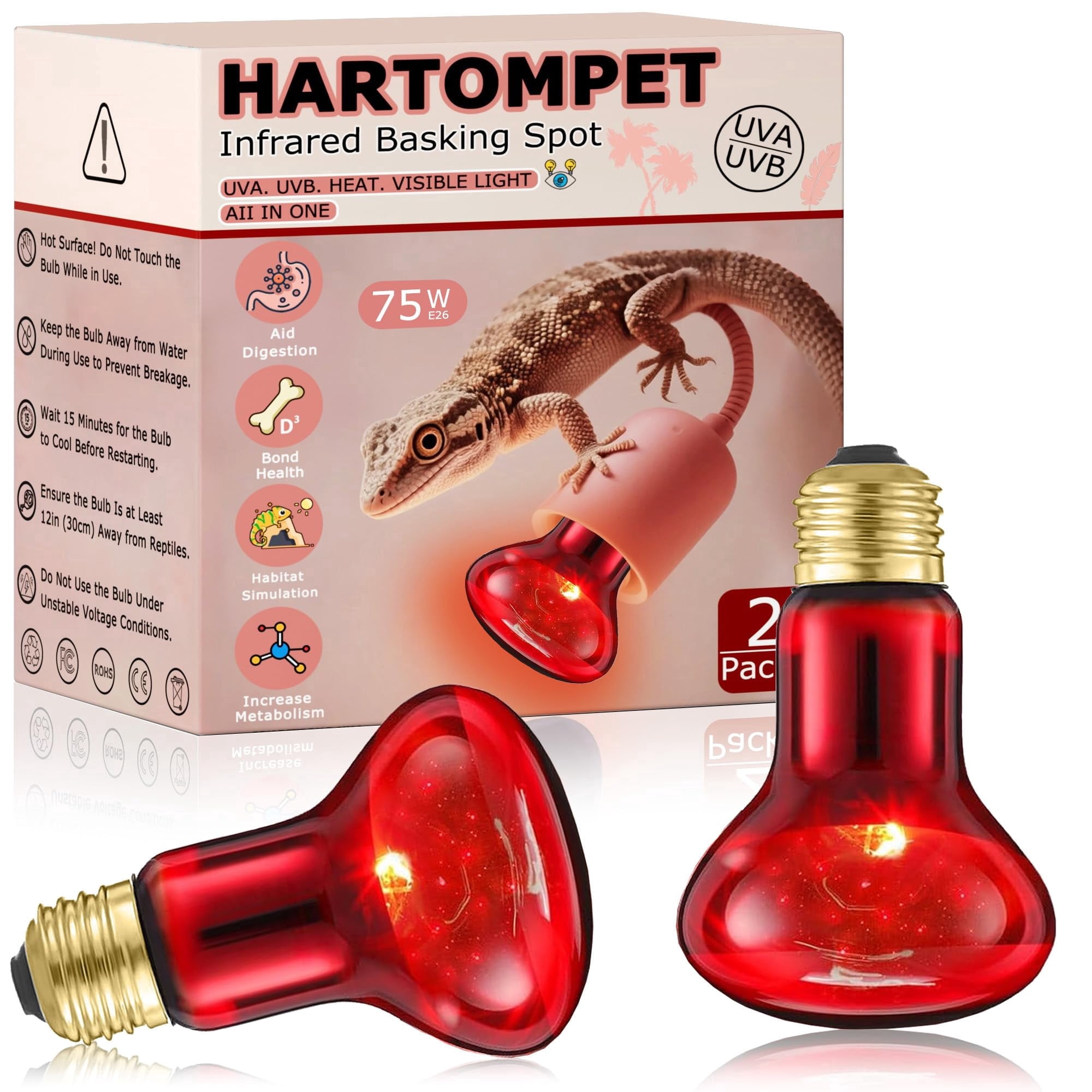 Photo inspiration: Visual Reference: Hartompet 75W Infrared Basking Spot Light Bulbs For Reptiles