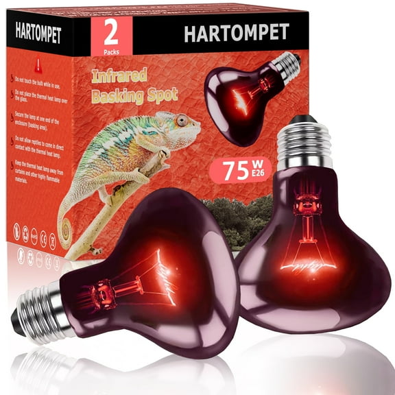 HARTOMPET 75W Infrared Basking Spot Light – Ideal for Reptiles & Amphibians, Red Heat Lamp - 2PCS
