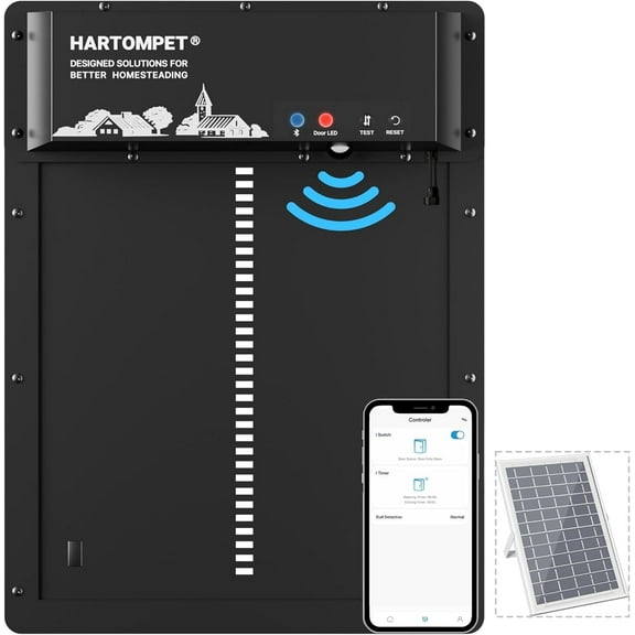 HARTOMPET Automatic Chicken Coop Door, Anti-Pinch Sensor, App Control, Weatherproof, Plug & Play