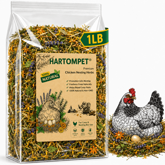 HARTOMPET Chicken Coop Nesting Herbs–1LB Lavender,Mint, Lemongrass & Chamomile Blend–Fresh Scented Coop Bedding Mix, Encourages Nesting & Coop Comfort