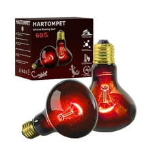 HARTOMPET Infrared Heat Lamp Bulbs 60W E26,Red Basking Spot Light Bulb Reptile Heating lamp,2 Pack