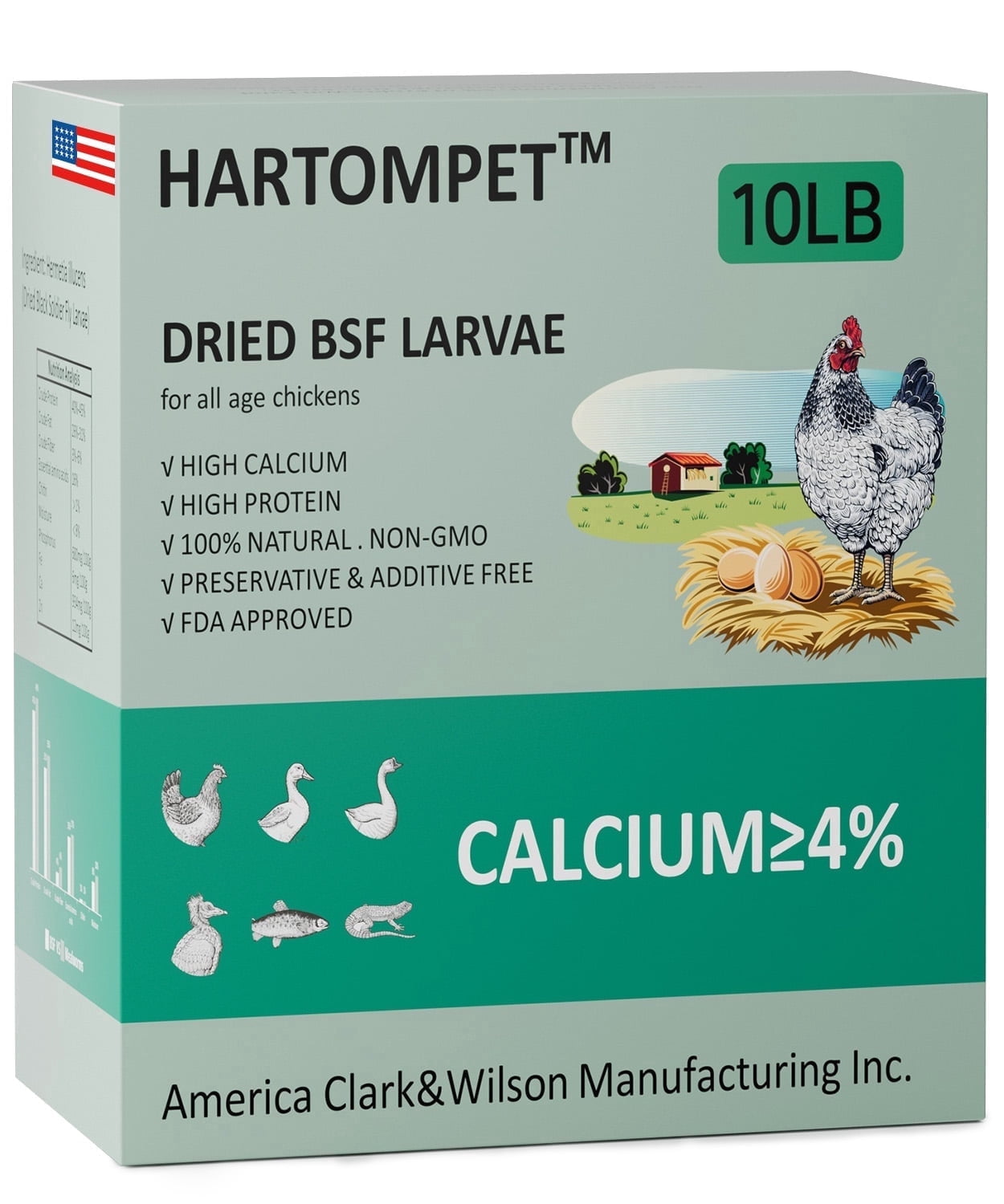 HARTOMPET 10LB Premium Dried Black Soldier Fly Larvae for Chickens, Molting & Laying Hens Supplement