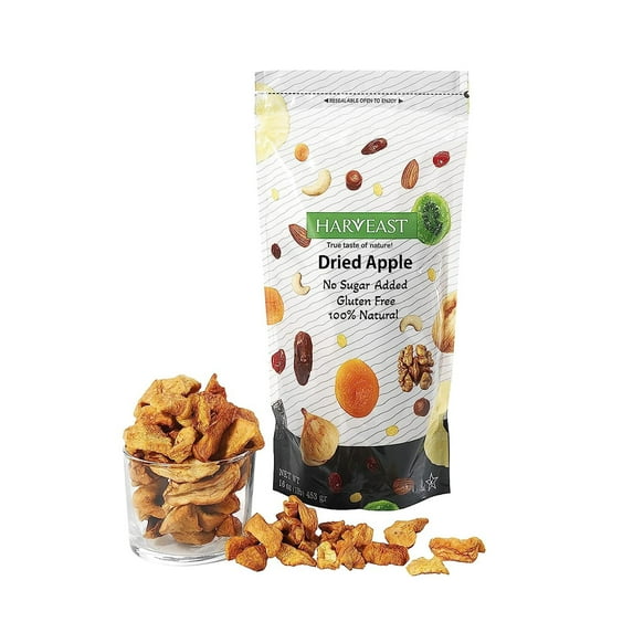 HARVEAST Dried Apple Slices | Unsulfured Gourmet Dehydrated Apples, No Sugar, Gluten Free, Kosher, Vegan, Non-GMO | Dried Sliced Apple Fruit in Resealable Bag, Delicious Healthy Snack 10 Oz 1 Pack