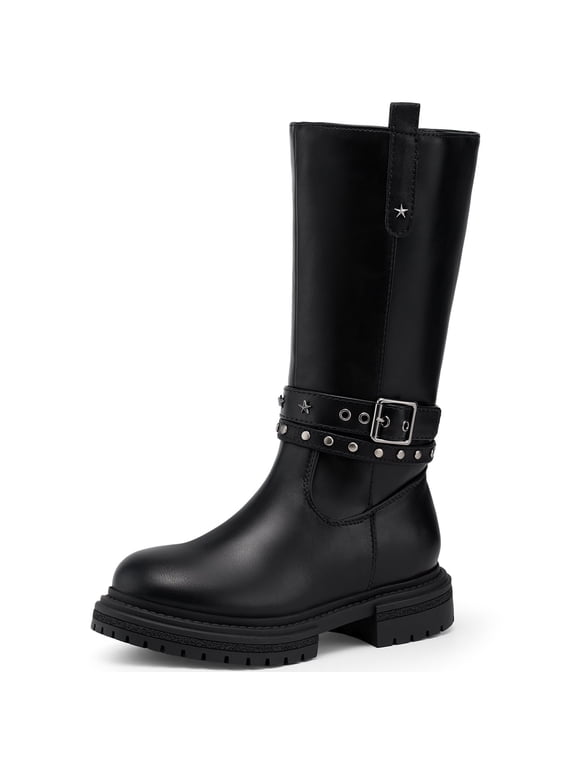 Girls Knee High Boots Fashion Glitter Black Boots for Toddler Little Kids Fall Winter