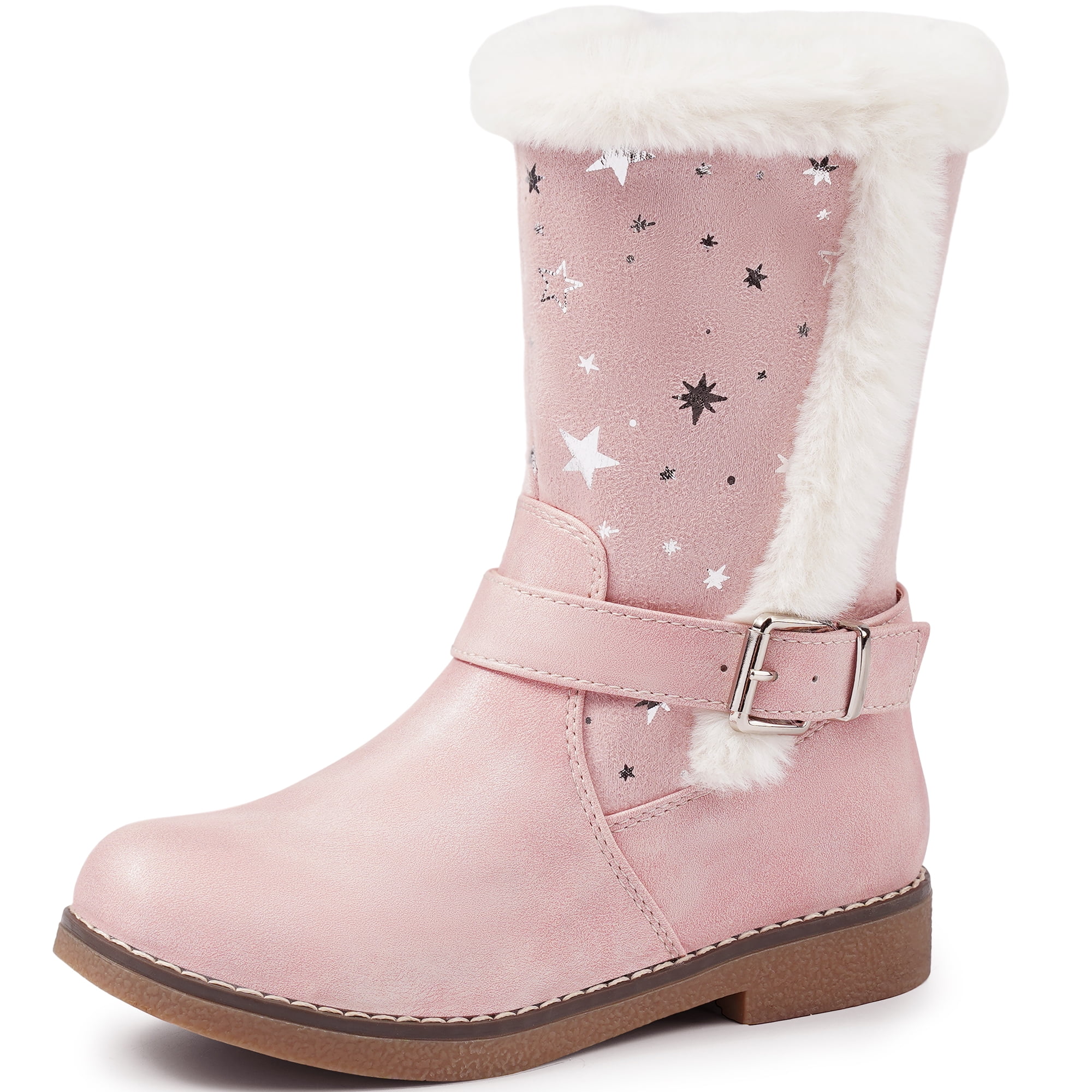 HARVEST LAND Toddler Girls Winter Warm Boots Cute Snow Boots Shoes for Little Big Kids with Side Zipper
