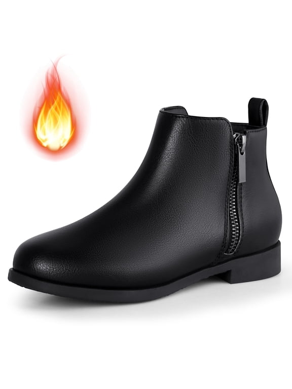Little/Big Girl Ankle Boots Kids Short Zipper Flat Booties Black Size 11-5