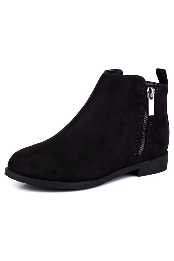 Little/Big Girl Ankle Boots Kids Short Zipper Flat Booties Black Size 11-5